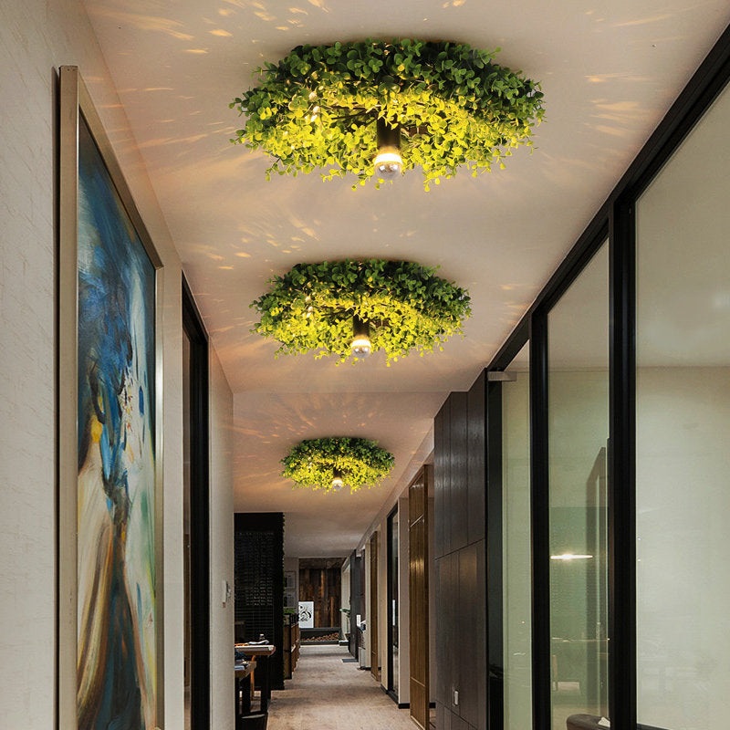 Creative Decorative Green Plant Flush Mount Ceiling Light