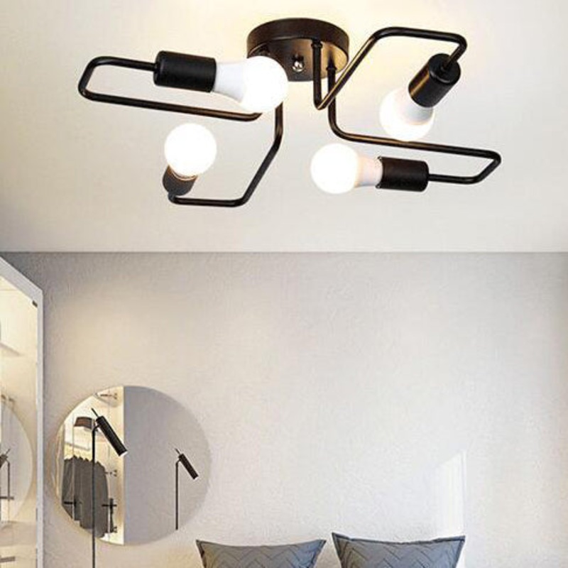 Industrial Retro Wrought Iron Elbow Flush Mount Ceiling Light