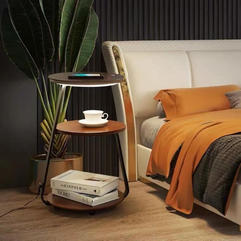 Modern Minimalist Column Storage Shelf Wireless Charging LED One Floor Lamp