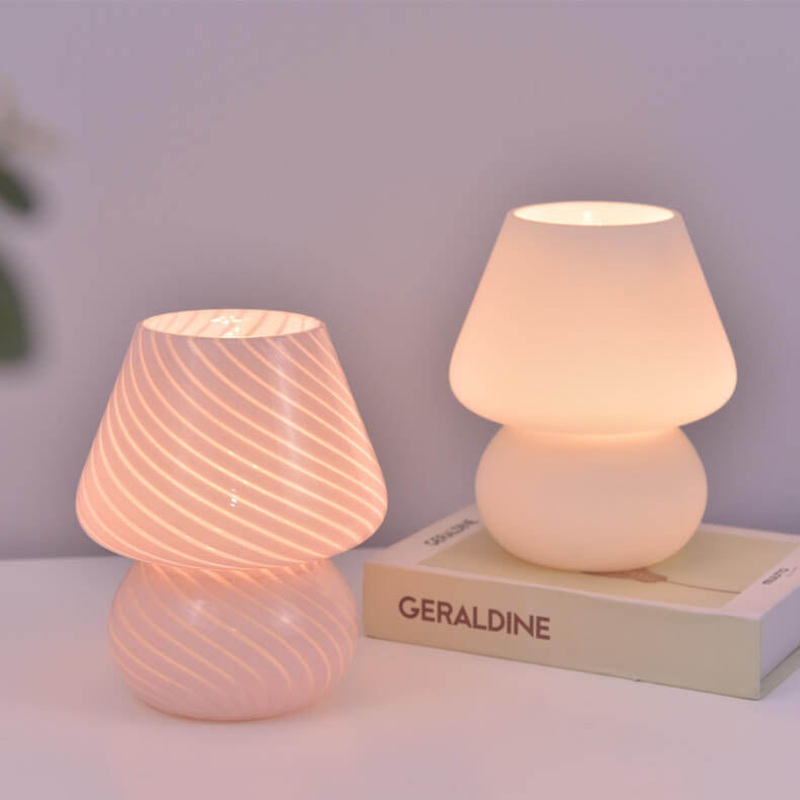 Retro Creative Glass Mushroom 1-Light LED Night Light Table Lamp