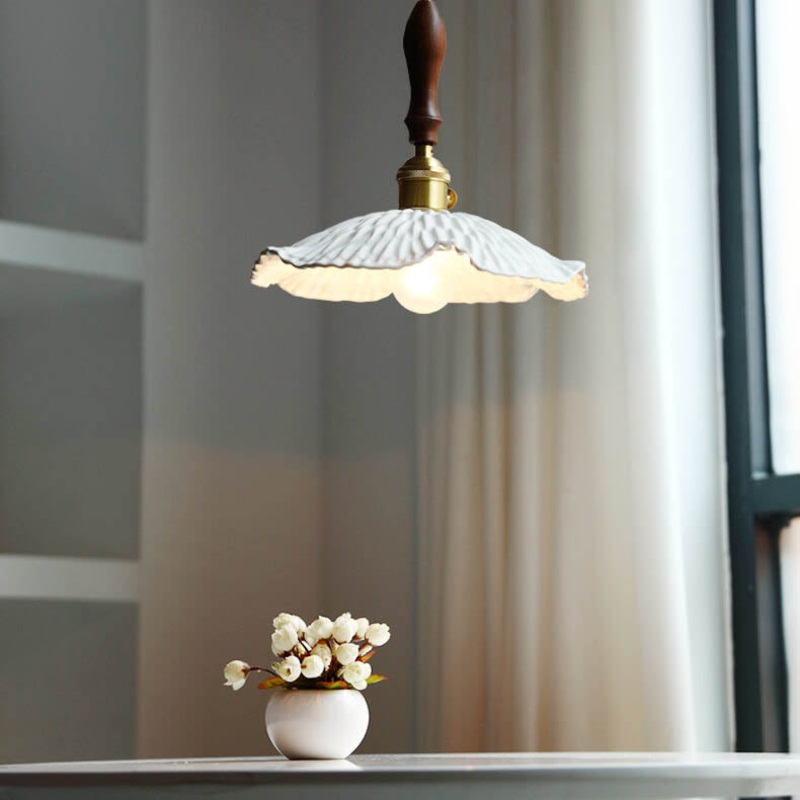 Vintage Ceramic Petal 1-Light Pendant Light
