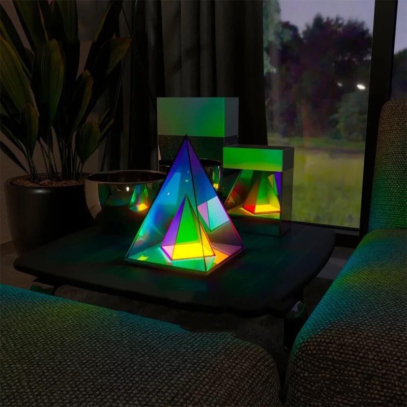 Magic Cube Box Triangle Acrylic Color LED Table Lamp