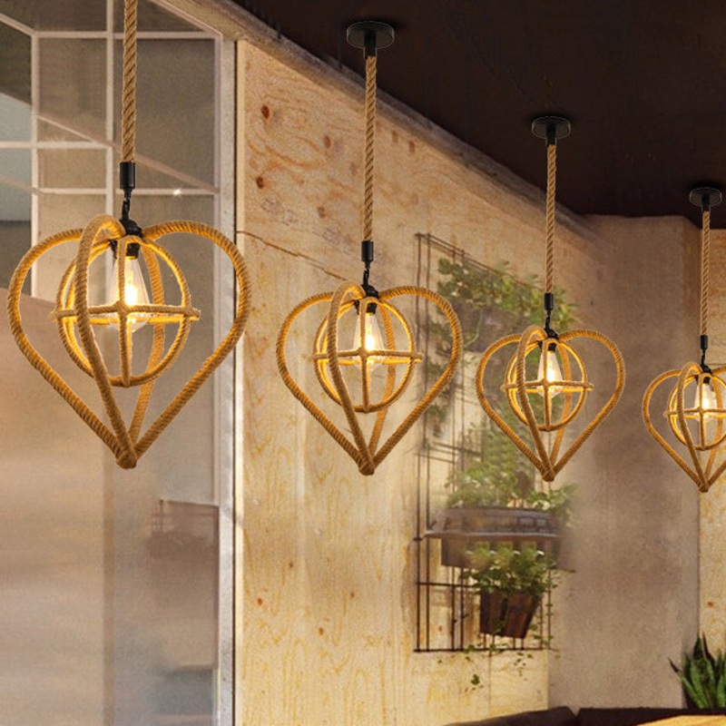 Retro Creative Hemp Rope Weaving 1-Light Pendant Light