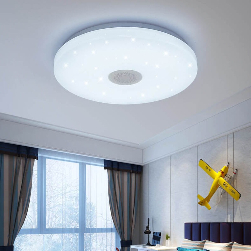 Smart Dimmable LED Remote Control Bluetooth Music Speaker Flush Mount Ceiling Light