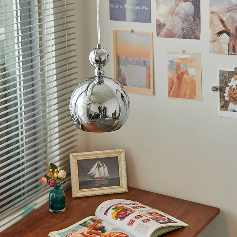 Vintage Chrome Dome Hardware 1-Light Pendant Light
