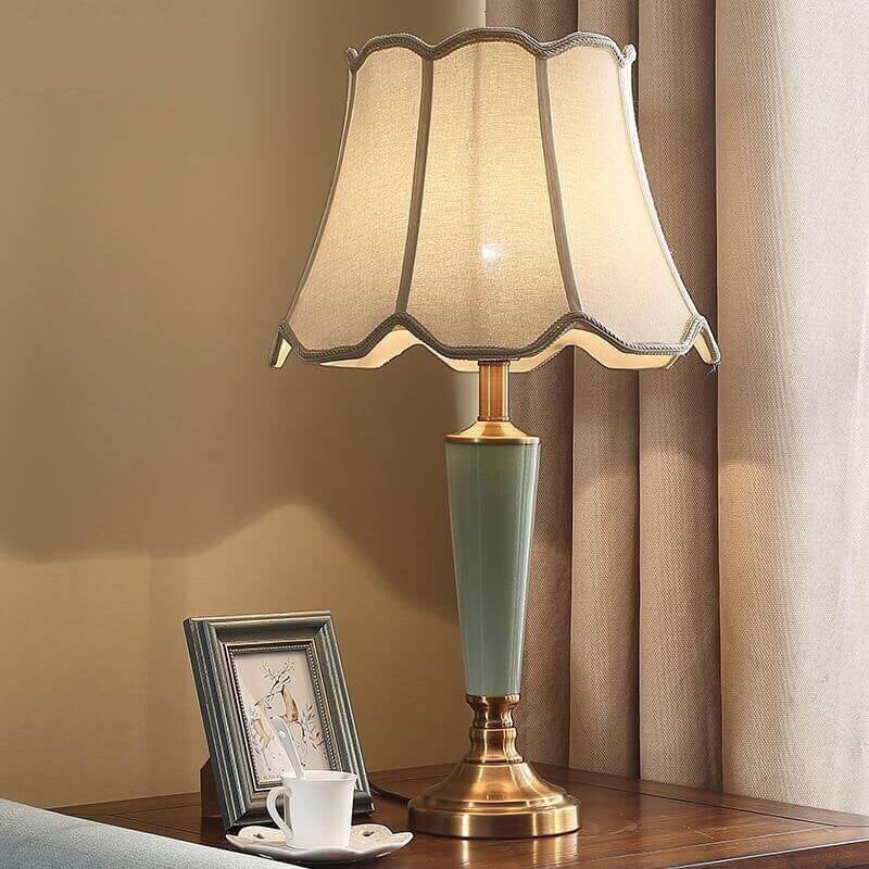 Vintage Fabric Tower Base Ceramic 1-Light Table Lamp