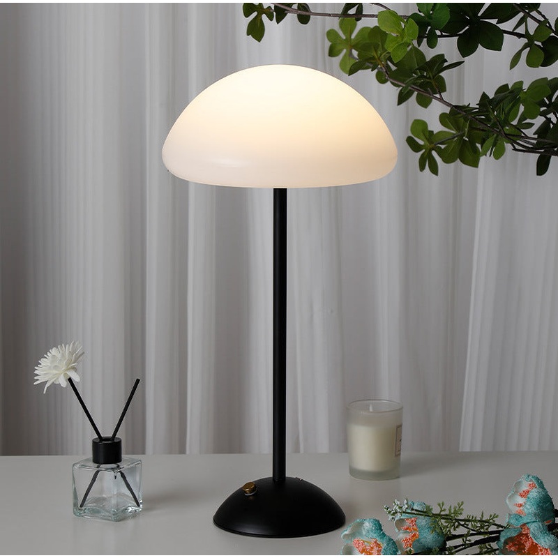 Contemporary Creative Round Mushroom Shape Iron Frame ABS Shade LED Table Lamp For Bedroom