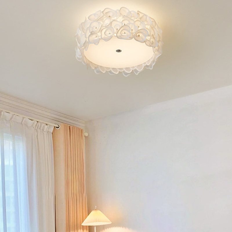 Contemporary Creative Round PVC Flowers Lampshade Iron 4/5/6 - Light Flush Mount Ceiling Light For Bedroom