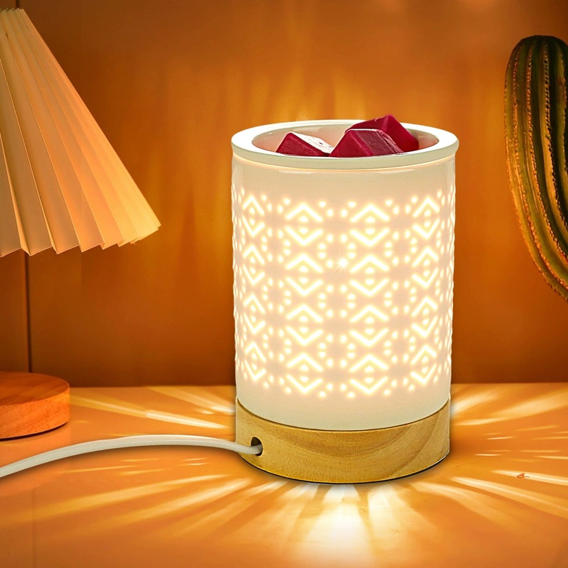 Contemporary Nordic Ceramic Wood Letter Butterfly Hollowed Cylinder 1-Light Melting Wax Table Lamp For Bedside