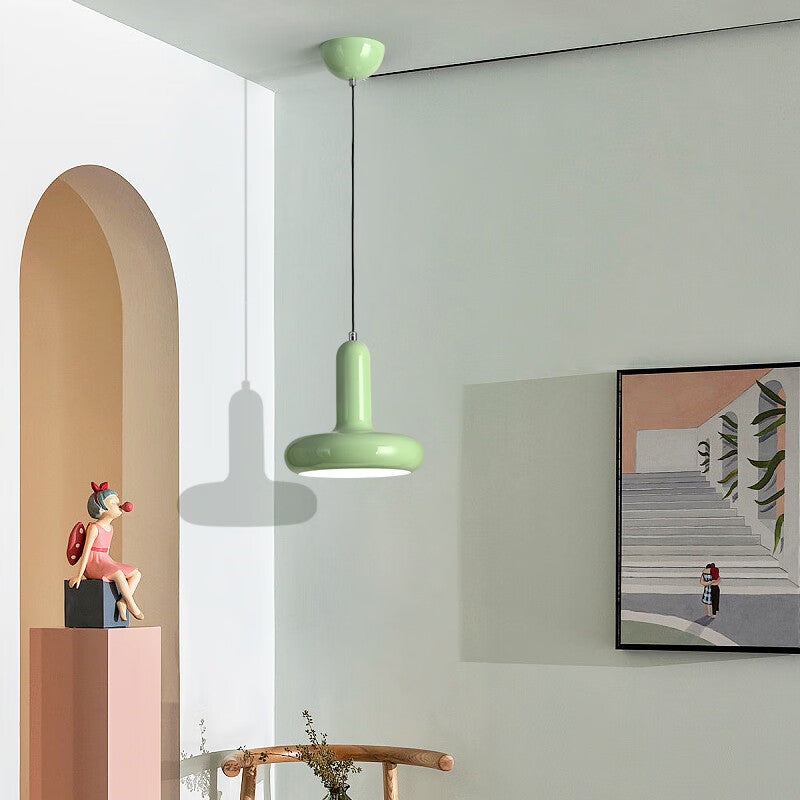 Contemporary Nordic Iron Geometric Disc 1-Light Pendant Light For Living Room