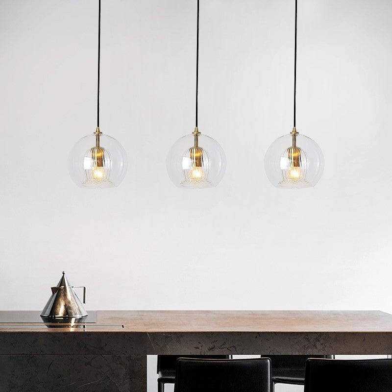 Contemporary Nordic Round Orb Iron Glass 1-Light Pendant Light For Dining Room