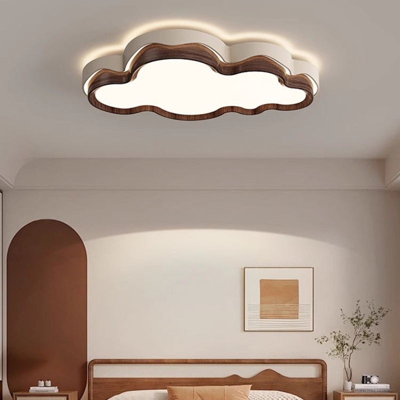 Contemporary Retro Cloud Shape Iron PE Lampshade LED Flush Mount Ceiling Light For Bedroom