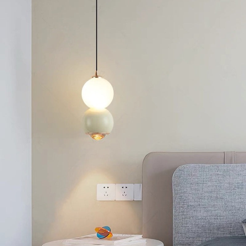 Contemporary Scandinavian Aluminum Spherical Acrylic LED Pendant Light For Living Room