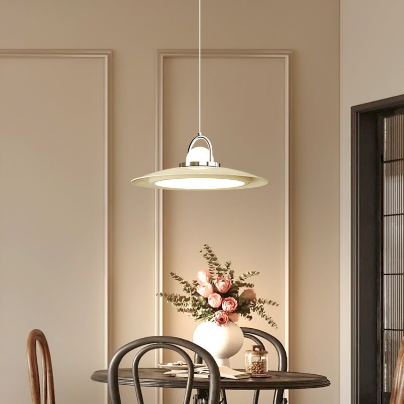 Contemporary Scandinavian Dome UFO Shape Iron PE Lampshade LED Pendant Light For Dining Room