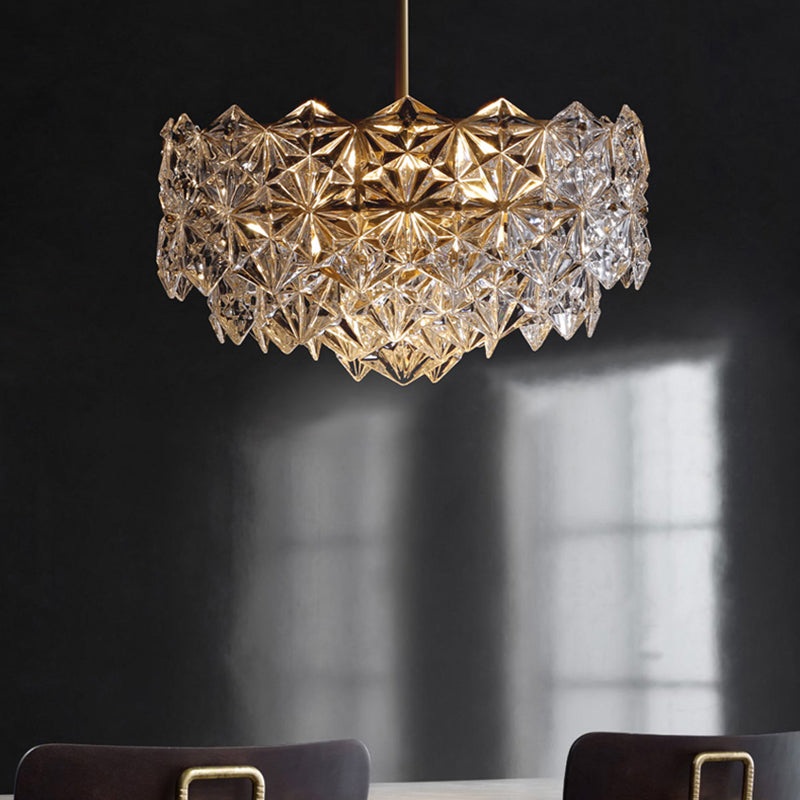 Modern Luxury Brass Crystal Glass Diamond Snowflake 6/7/10 Light Chandeliers For Bedroom