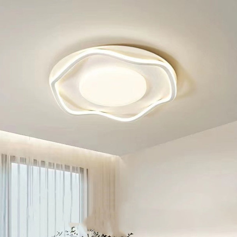 Modern Minimalist Round Glass Line Hardware Acrylic Silicone LED Flush Mount Ceiling Light For Living Room