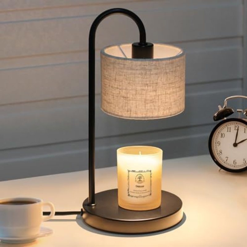 Modern Simplicity Cylinder Liftable Iron Fabric 1-Light Melting Wax Table Lamp For Bedroom