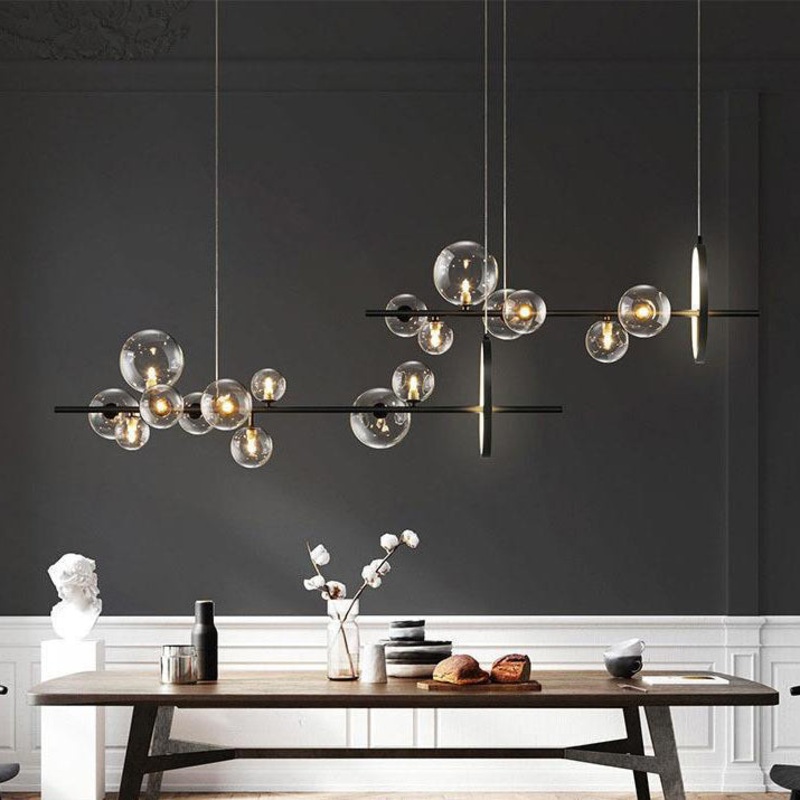 Modern Simplicity Iron Glass Ball Bubble 7/10 Light Chandeliers Island Light For Dining Room