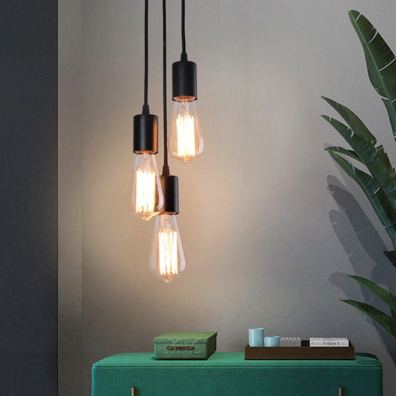 Traditional Vintage Iron Round 3-Light Chandelier For Living Room