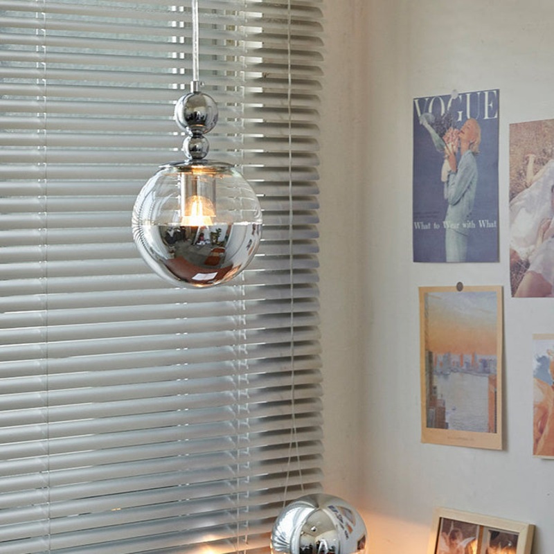 Contemporary Scandinavian Globe Metal Glass 1-Light Pendant Light For Bedroom