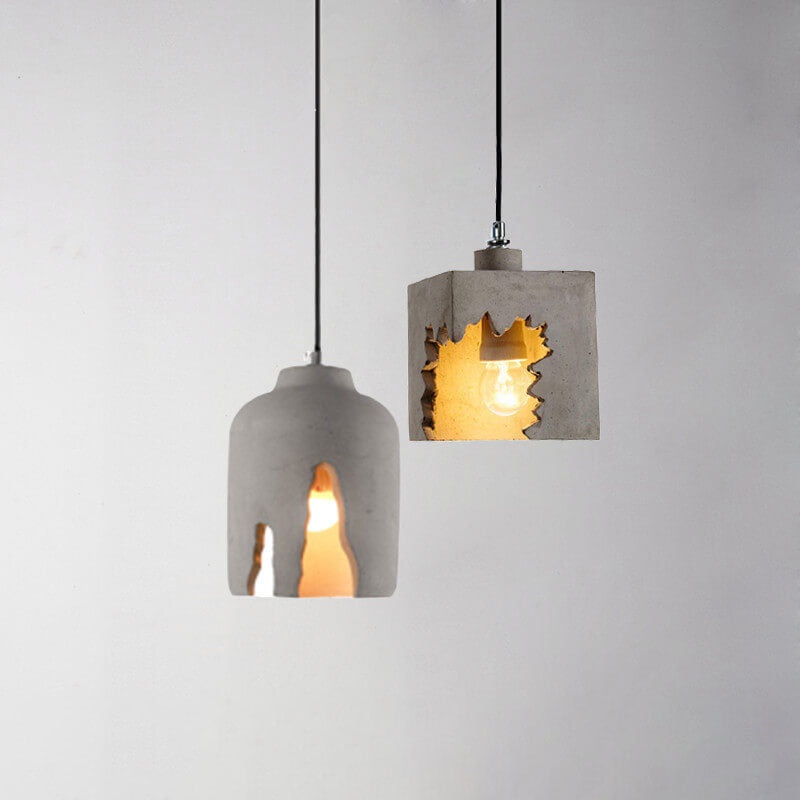 Industrial Creative Notch Cement 1-Light Pendant Light