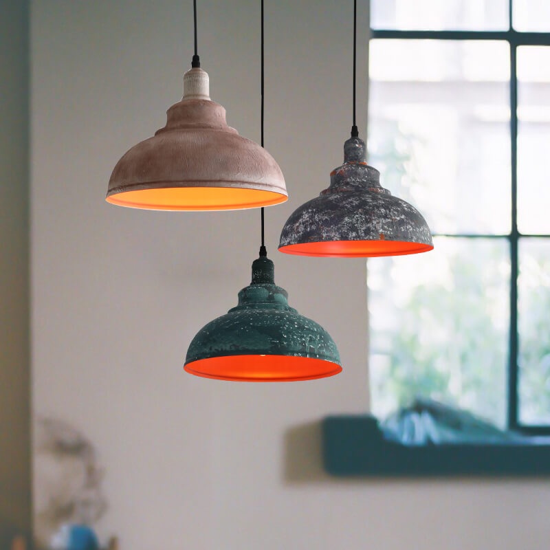 Industrial Vintage Rust 1-Light Dome Pendant Light