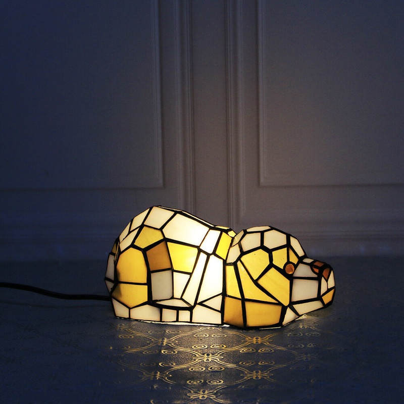 Tiffany Creative Cats /Dogs Stained Glass 1-Light Night Light Table Lamp