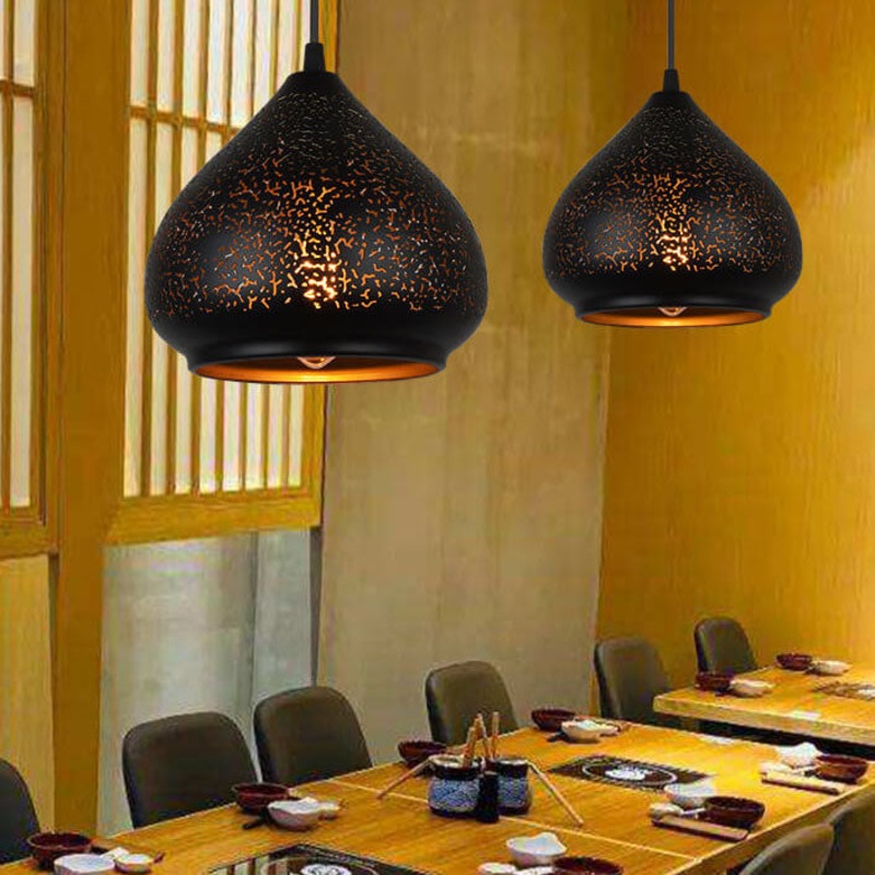 Vintage Etching Metal 1 Light Dome Pendant Light