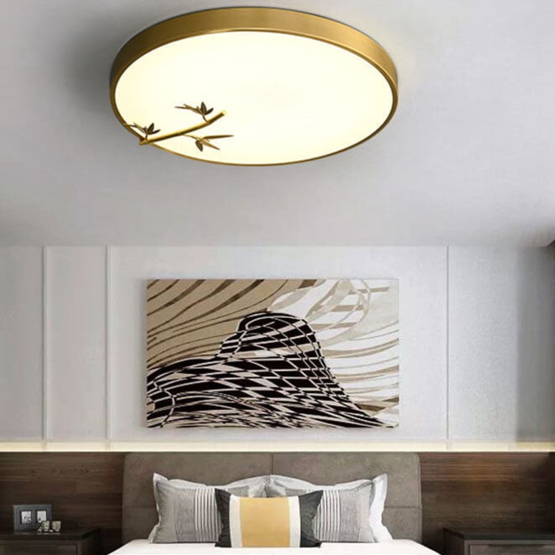 Modern Round Bamboo Pattern LED Flush Mount Ceiling Light