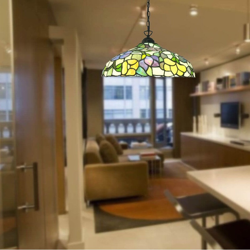 Tiffany Vintage Glass Shade 1-Light Pendant Light