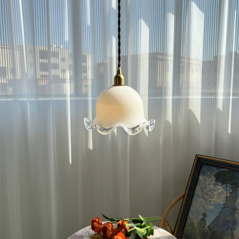 Vintage Pod Milk White Glass 1-Light Pendant Light