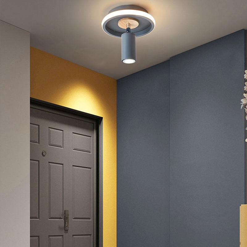 Contemporary Industrial Iron Barrel Spotlight 1-Light Flush Mount Light