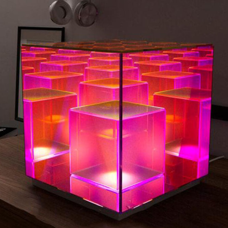 Modern Acrylic RGB Line Rubik's Cube LED Table Lamp
