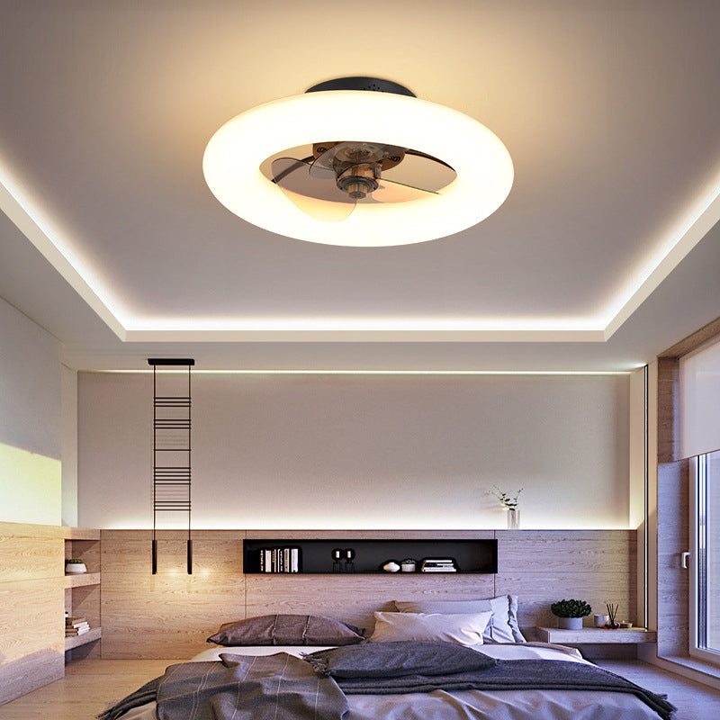 Modern Creative Circle LED Semi-Flush Mount Ceiling Fan Light