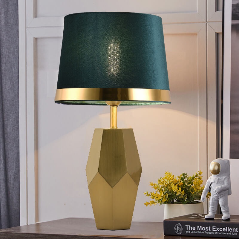 Luxury Art Fabric Metal Geometric Base 1-Light Table Lamp