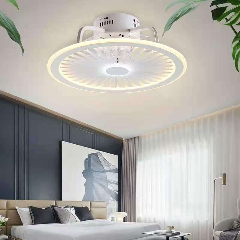 Modern Clear Acrylic LED Flush Mount Ceiling Fan Light