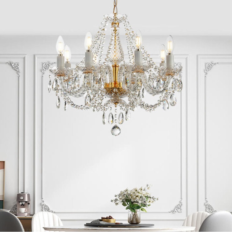 Modern European Style Crystal Pendant 8-Light Chandelier