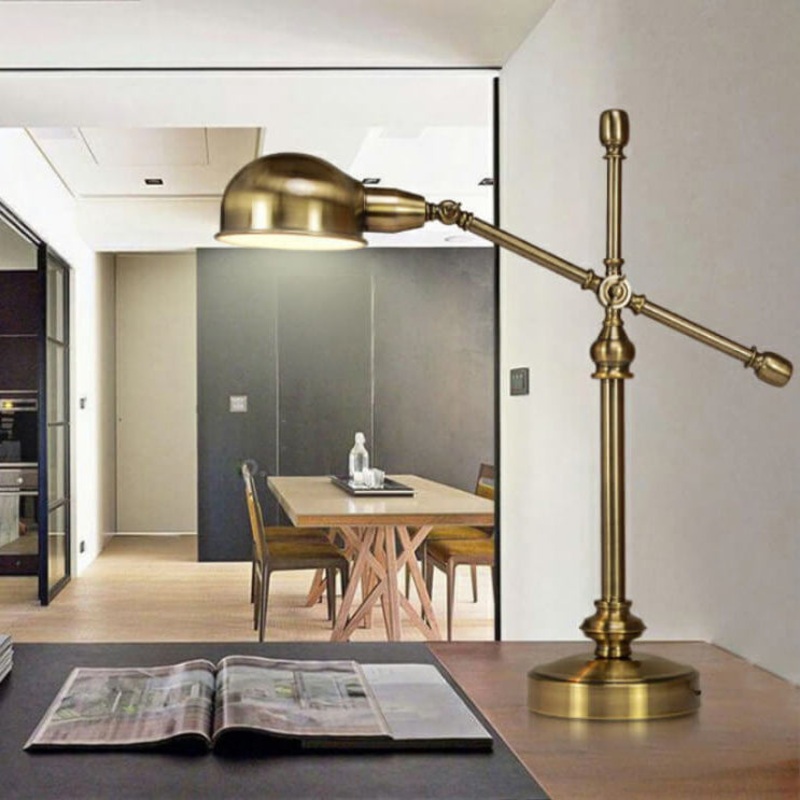 Simple Industrial Iron Eye Protection 1-Light Table Lamp