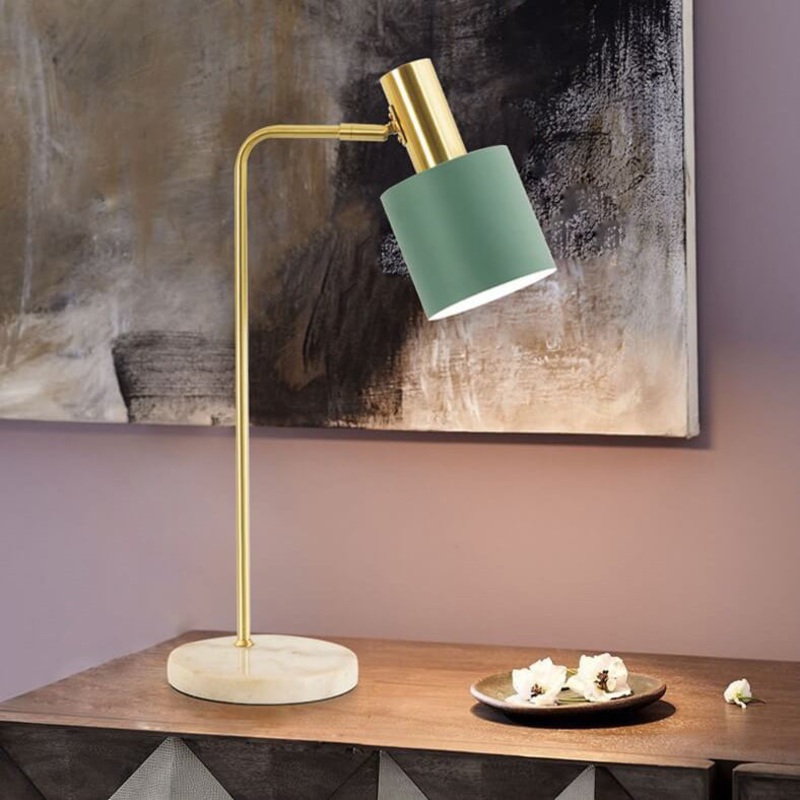 Nordic Light Luxury Marble Cylindrical Adjustable 1-Light Table Lamp