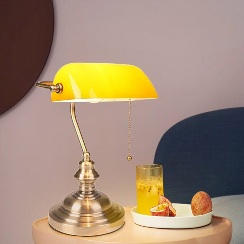 Retro Colored Glass Metal Base 1-Light Zipper Table Lamp