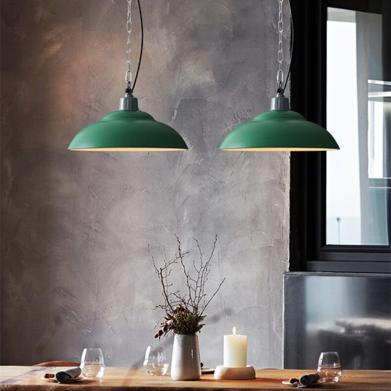 Retro Industrial Military Green Dome Iron 1-Light Pendant Light