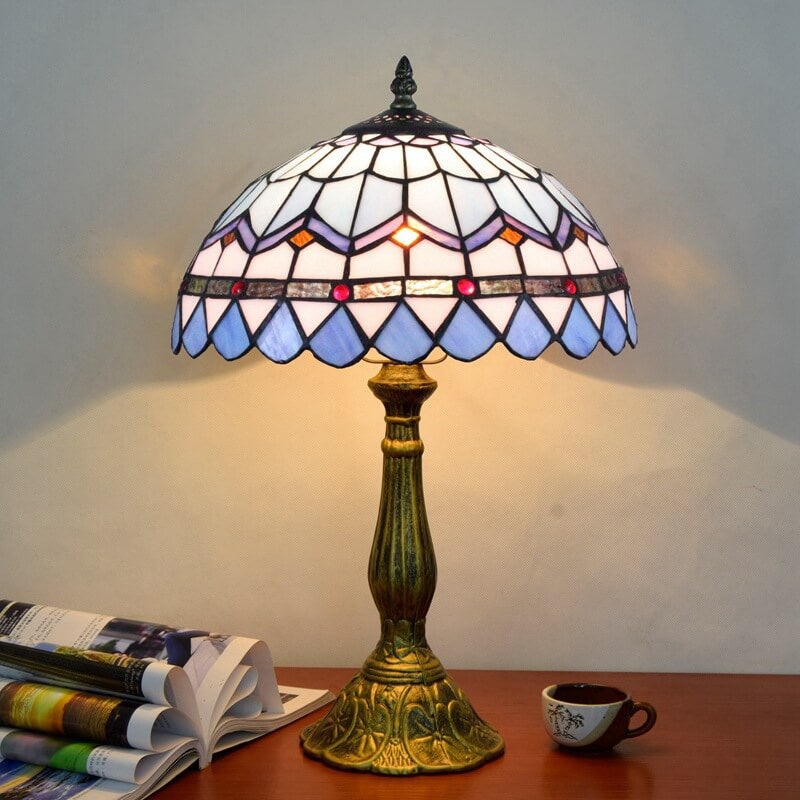 Vintage Stained Glass Tiffany Classic Design 1-Light Table Lamp