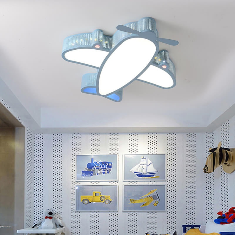 Cartoon Creative Luminous Aircraft Design LED Flush Mount Ceiling Light