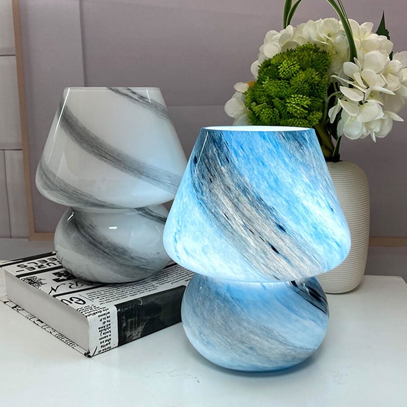 Creative Handmade Glass Planet Design Mushroom 1-Light Table Lamp