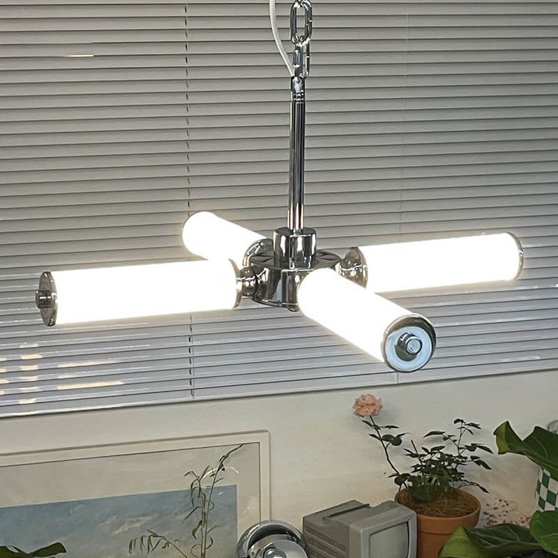 Industrial Stainless Steel Branch Design 4-Light LED Chandelier