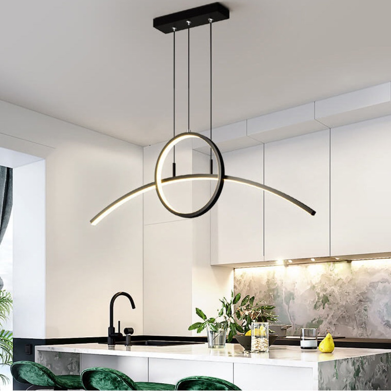 Modern Creative Long Curve Round Island Light LED Chandelier