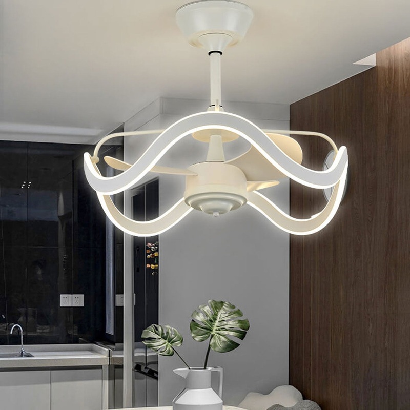 Modern Light Luxury Circular Inverter Silent Downrods Ceiling Fan Light