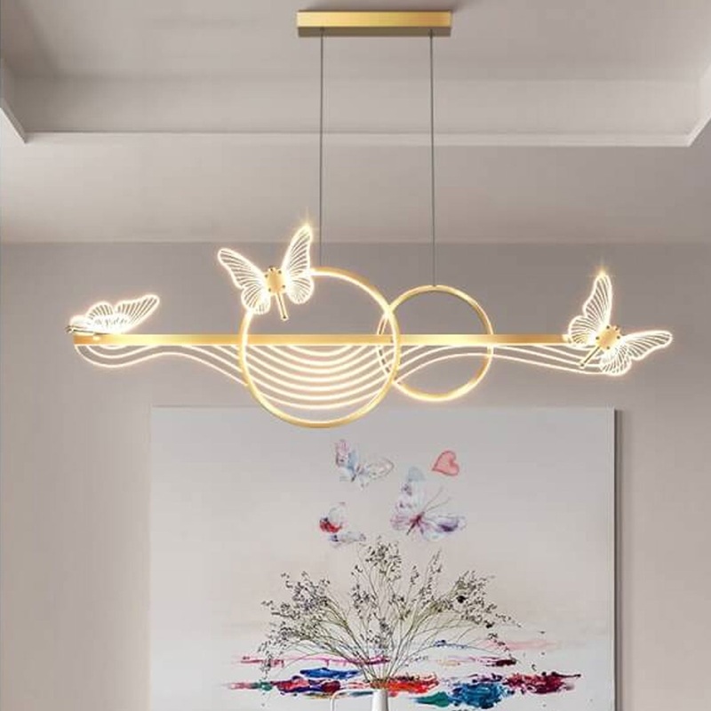Nordic Light Luxury Butterfly Round Linear Island Light LED Chandelier