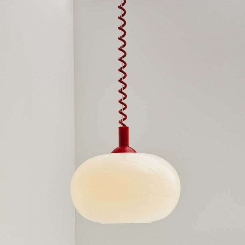 Retro Dome Glass Colored Line 1-Light Pendant Light