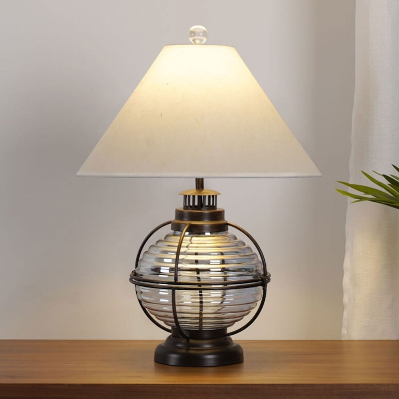 Vintage Iron Glass Horse Lamp Design Fabric 1 - Light Table Lamp
